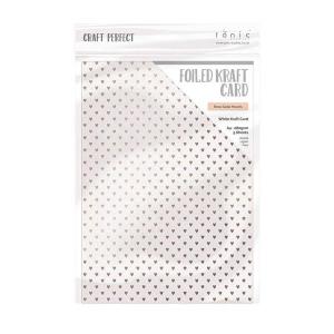 Craft Perfect - Foiled Kraft Card - Rose Gold Hearts - A4 (5/pk)