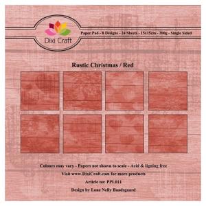 DIXI CRAFT PAPIRSBLOK 15X15CM Rustic Christmas - Red