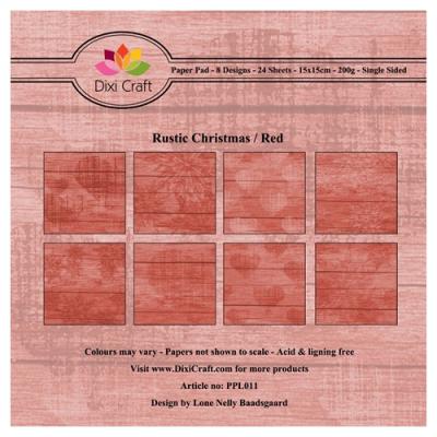 DIXI CRAFT PAPIRSBLOK 15X15CM Rustic Christmas - Red
