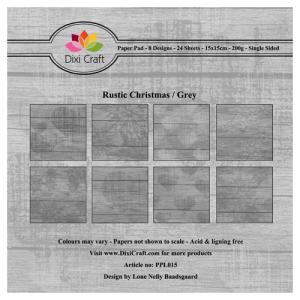 DIXI CRAFT PAPIRSBLOK 15X15CM “Rustic Christmas - Grey”