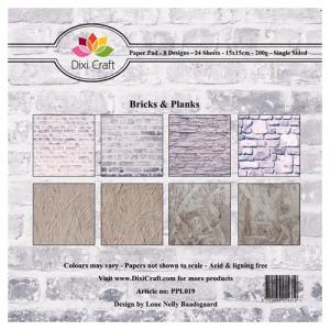 DIXI CRAFT PAPIRSBLOK 15X15CM “Bricks & Planks”