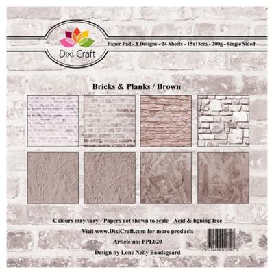 DIXI CRAFT PAPIRSBLOK 15X15CM Bricks & Planks - Brown